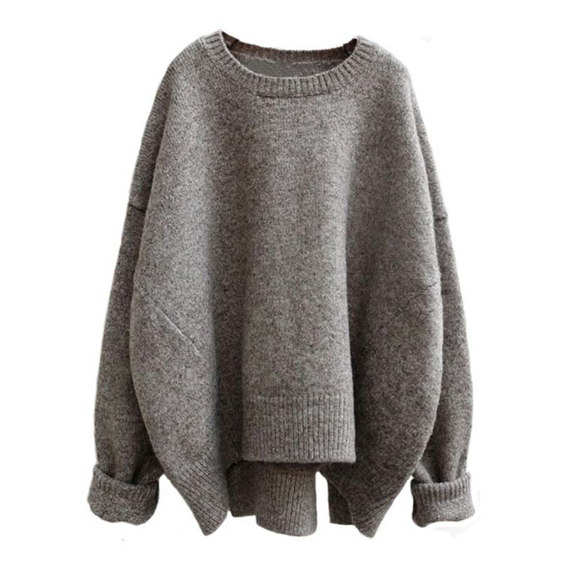Oversized grey knit sweater RioLee Fashion Oversized grey knit sweater RioLee Fashion